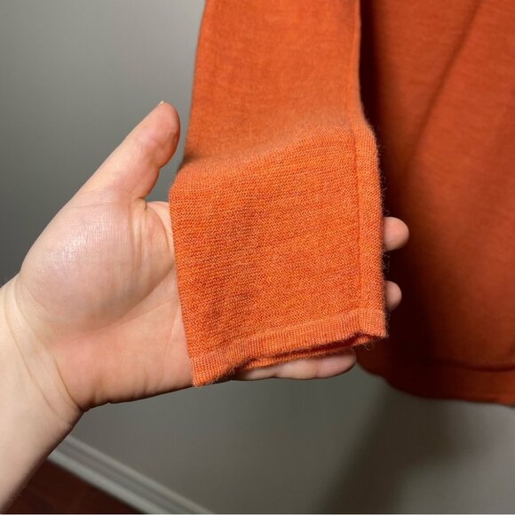 COPY - Eileen Fisher Women Coral orange 100% merino wool crewneck long tunic sw… - Picture 4 of 8